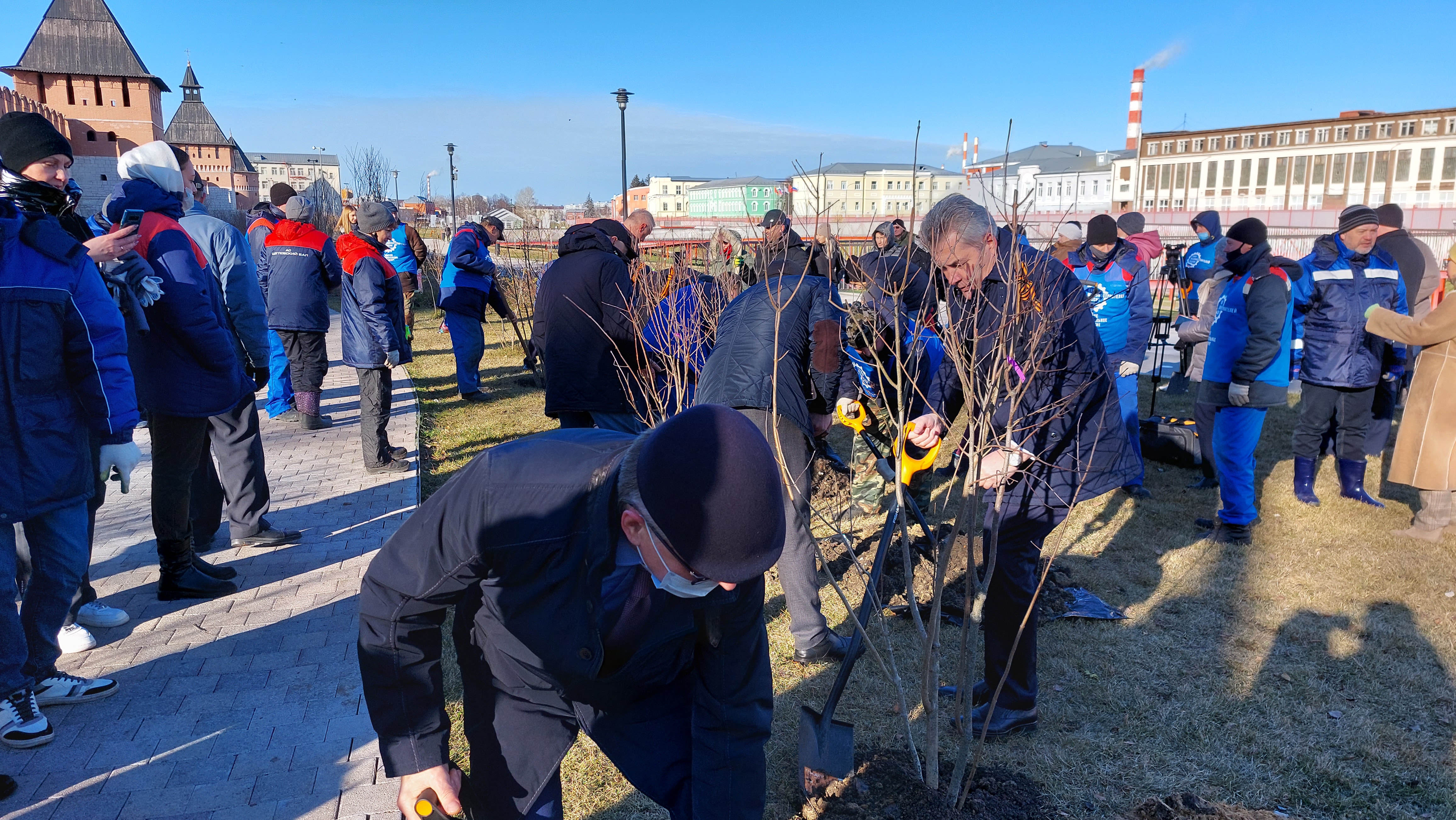 Посадка Аллеи памяти около Тульского кремля вдоль Казанской набережной.